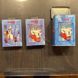 Coca-Cola Polar Bear Collectible Tin + 2 Decks of Playing Cards